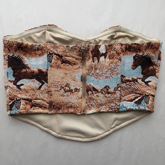 Isalis Horse Tapestry Corset Top Western Chic Size S - Picture 4 of 7